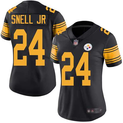 Women Pittsburgh Steelers Football 24 Limited Black Benny Snell Jr. Rush Vapor Untouchable Nike NFL Jersey